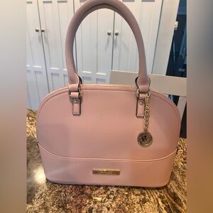 NWOT Vintage rare Pale pink Leather Anne KLEIN double handle, gold hardware